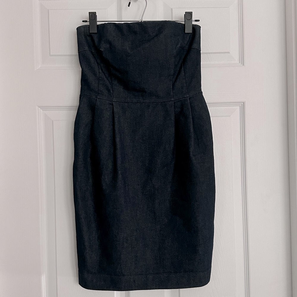 Express strapless dark denim dress